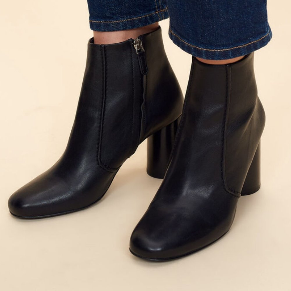 claudie pierlot - leather circle heel boot